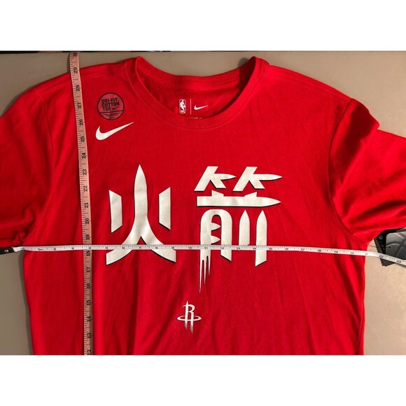 Nike Red Houston Rockets City Edition Short Sleeve Dri-Fit Tee Size L - Picture 4 of 5